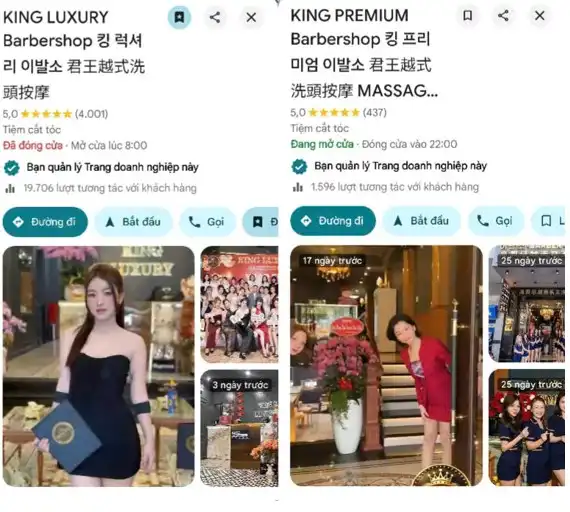 Đánh giá google maps chất lượng 5 sao cho hai chi nhánh của King Luxury. Đánh giá google maps chất lượng 5 sao cho hai chi nhánh của King Luxury.